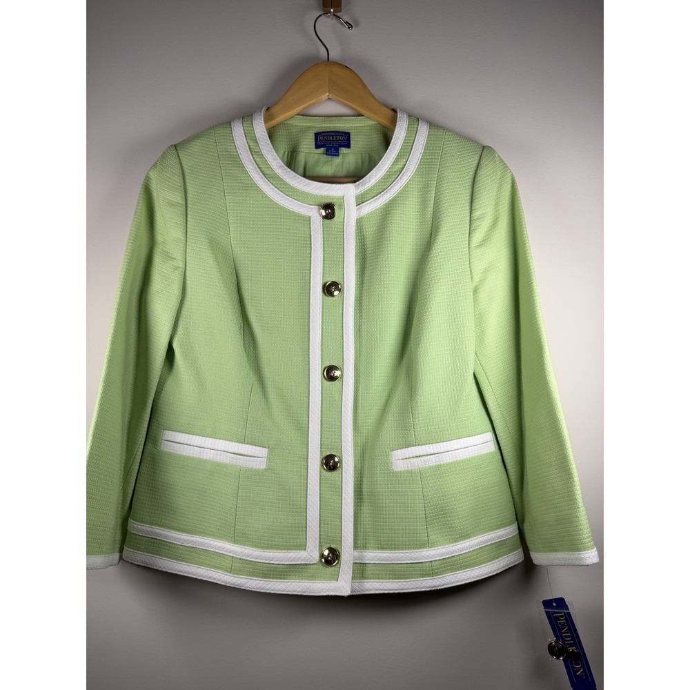 Pendleton Women's Jackie O-style Cropped Jacket Lime Green Size 8P